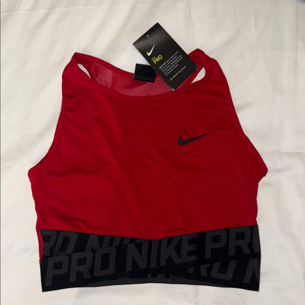 Nike Red and Black Sports Bra High-Neck Performance - NEVER WORN